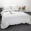 ZHH Lace Preppy Ruffled Duvet Cover Twin Size Set With 1 Duvet Cover And 2 Pillow Shams - Twin, Grey