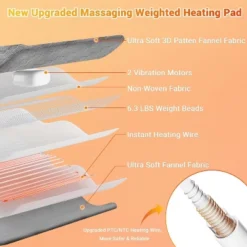 Massaging Weighted Heating Pads For Back, Electric Heating Pad With Massaging Vibrations, Auto Shut Off, 12 Settings- 3 Heat, 20" X 24", Grey -Bedding Discounts GUEST cc6cdc6b 9310 4062 ab99 728b9da13284