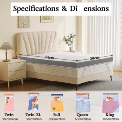 Dyonery 3" Twin XL Size Extra Firm Mattress Topper,High-Density Foam Mattress Pad With Removable Cover,No Smell,for Back Pain Relieving, 80'' X 60" -Bedding Discounts GUEST d02979fb 153c 437d a7f0 361d41ed9f31 1