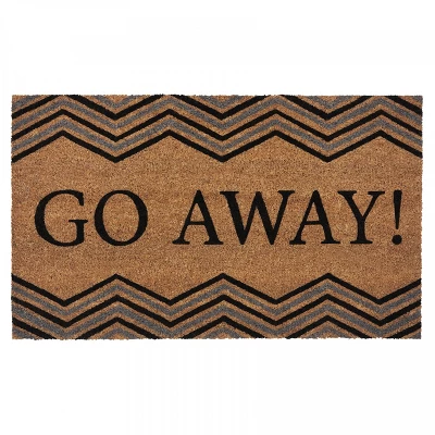 Kate Aurora "Go Away" Chevron Designed Coir Bristled Outdoor All Season Welcome Mat - 18"x30" 1 Kate Aurora "Go Away" Chevron Designed Coir Bristled Outdoor All Season Welcome Mat - 18"x30"