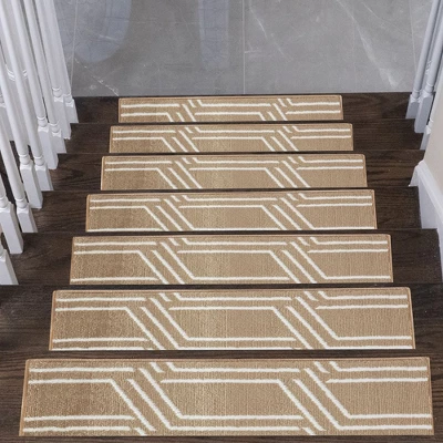 Sussexhome Modern Collection Non-Slip Carpet Stair Treads For Wooden Steps, 9" X 28" 1 Sussexhome Modern Collection Non-Slip Carpet Stair Treads For Wooden Steps, 9" X 28"
