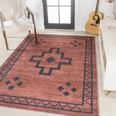 Korsa Geometric Medallion Machine-Washable Area Rug - JONATHAN Y 2 Korsa Geometric Medallion Machine-Washable Area Rug - JONATHAN Y - Image 2