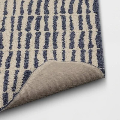 2'5"x3'8" Washable Modern Dashes Hi/Low Tufted Loop Accent Rug Blue - Room Essentials™: Indoor, Fade & Stain-Resistant 3 2'5"x3'8" Washable Modern Dashes Hi/Low Tufted Loop Accent Rug Blue - Room Essentials™: Indoor, Fade & Stain-Resistant - Image 3