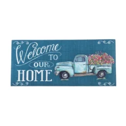 Evergreen Indoor Outdoor Doormat Bundle Set Of 5 - Frame And 4 Welcome Seasonal Inserts Pumpkins Blue Truck Welcome Snowmen