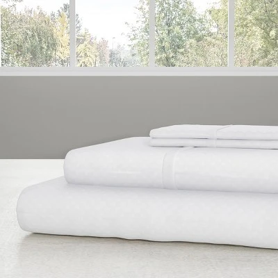 Hastings Home King Size Brushed Microfiber 4 Piece Embossed Checkered Bed Sheet And Linen Set With Stain Resistant Fitted And Flat Sheets - White 2 Hastings Home King Size Brushed Microfiber 4 Piece Embossed Checkered Bed Sheet And Linen Set With Stain Resistant Fitted And Flat Sheets - White - Image 2