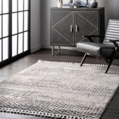 Nuloom Lira Solid 4x6 Indoor Area Rug For Living Room Bedroom Dining Room Kitchen, Grey/Ivory