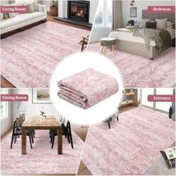 6x9 Pink Rug Machine Washable Soft Vintage Damask Distressed Boho Abstract Foldable Ultra-Thin Non-Slip Nursery Dining Room -Bedding Discounts GUEST d9511ad7 400f 4d37 ad53 1b657a3d97cc