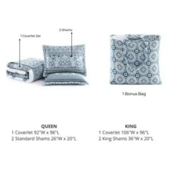 Bebejan Aquamarine Medallion 100% Cotton 3-Piece Reversible Quilted Coverlet Set 16 Bebejan Aquamarine Medallion 100% Cotton 3-Piece Reversible Quilted Coverlet Set -Bedding Discounts GUEST d983edfe d8e3 413d a33c 42411176fd81