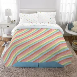 Care Bears Full Bedding Bundle Falling Stars: Multicolored Comforter Set With Sheets & Pillowcases, Polyester, Kids/Teens