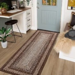 Non-Slip Kitchen Runner Rug, Washable Boho Vintage Rug With Rubber Backing For Hallway, Entryway, Laundry Room