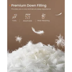 GENERIC Down Comforter, Down Duvet, King Size Duvet Insert, Feather Comforter With Corner Loops, 106 X 90 Inches, Cloud White