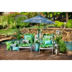 2pk Oversize Lush Leaf Jungle Rectangular Throw Pillows Green - Pillow Perfect