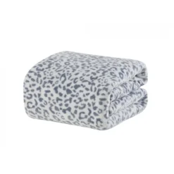 Noble House Extra Heavy And Plush Oversized Throw Blanket 50" X 70" - Grey White Leopard