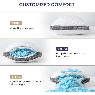 Gulches Queen Size Cooling Pillow Set Of 2 - Cooling Gel Memory Foam, Medium Firm, Washable Ice Silk Cover, CertiPUR-US Certified 8 Gulches Queen Size Cooling Pillow Set Of 2 - Cooling Gel Memory Foam, Medium Firm, Washable Ice Silk Cover, CertiPUR-US Certified - Image 8