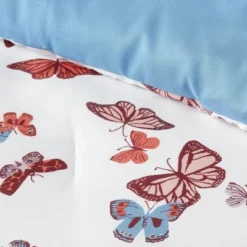 Butterfly Print Microfiber Decorative Bed Set With Throw Blue/Red/White - Room Essentials™ -Bedding Discounts GUEST e5e4b6cc 1806 41ef 8aa1 1eb079de34ef