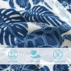 50"x70" Oversized Turtle Bay Throw Blanket Blue - Tommy Bahama: Plush, Reversible, Leaf Pattern, Kids' & Adults -Bedding Discounts GUEST e92cfba2 b76e 4a27 a1c8 3aa4f3de39ed