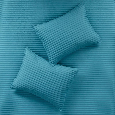 Gulches 8 Piece Printed Seersucker Comforter And Quilt Set Collection Aqua King/Cal King 11 Gulches 8 Piece Printed Seersucker Comforter And Quilt Set Collection Aqua King/Cal King - Image 11