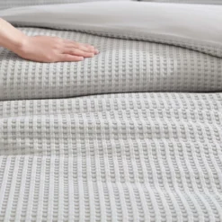 Kenneth Cole New York Textured Comforter Sets (Solid Waffle-Grey)-King -Bedding Discounts GUEST eb6f950b 0467 49dc 99d1 663f1c5855fc
