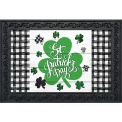 Checkered St. Pat's Shamrocks Doormat Indoor Outdoor 30" X 18" Briarwood Lane