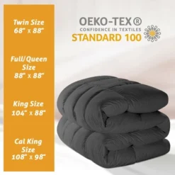 Hyleory Gray King All Season Warmth Down Comforter, Baffle Box Craft, Fluffy Soft & Warm