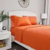Hastings Home Queen Size Brushed Microfiber 4 Piece Bed Sheet And Linen Set With Stain Resistant Fitted And Flat Sheets - Orange