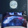 Unique Bargains 100% Polyester All-Season 3D Printed Galaxies Duvet Cover Sets 4 Pcs