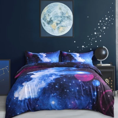 Unique Bargains 100% Polyester All-Season 3D Printed Galaxies Duvet Cover Sets 4 Pcs 1 Unique Bargains 100% Polyester All-Season 3D Printed Galaxies Duvet Cover Sets 4 Pcs