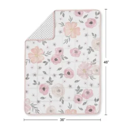 Sweet Jojo Designs Girl Toddler Weighted Blanket 5lbs. For Kids Watercolor Floral Pink And Grey -Bedding Discounts GUEST f227a297 7807 4955 84d3 7614d3c5d241