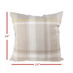 Taupe With Yellow Plaid 24X24 Hand Woven Filled Outdoor Pillow - Foreside Home & Garden 8 Taupe With Yellow Plaid 24X24 Hand Woven Filled Outdoor Pillow - Foreside Home & Garden -Bedding Discounts GUEST f2efb799 4463 452f a29c 1b05b7503e96