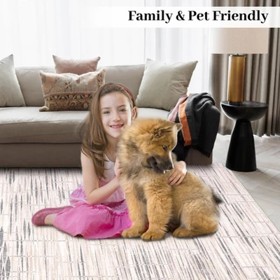 8x10 Rugs Non-Slip ¨C Modern Boho Abstract Area Rug Stain-Resistant Low Pile Carpet | Machine Washable Ivory Accent Rug With TPR Backing 7 8x10 Rugs Non-Slip ¨C Modern Boho Abstract Area Rug Stain-Resistant Low Pile Carpet | Machine Washable Ivory Accent Rug With TPR Backing - Image 7