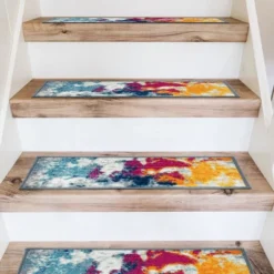 World Rug Gallery Modern Abstract Non-Slip Stair Treads -Bedding Discounts GUEST f3aac247 efa8 4a5d a60b bc0774eab1c8