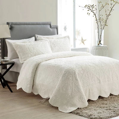 VCNY 3pc Westland Quilted Plush Bedspread Set 1 VCNY 3pc Westland Quilted Plush Bedspread Set