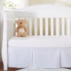 Everyday Kids White Pleated Crib Skirt – 100% Cotton, 14" Drop, Fits Standard Cribs, Split Corners For Easy Use, Nursery Bedding For Boys And Girls