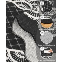 Washable Scalloped Area Rugs Modern Bordered Floor Mat -Bedding Discounts GUEST f6130667 2db5 4817 be89 a0f46721c008