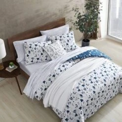 3pc Full/Queen Cyanotype Floral 100% Cotton Comforter Set White - ED Ellen DeGeneres -Bedding Discounts GUEST f7cba3f1 9e5d 4bfe 9830 999792191e34