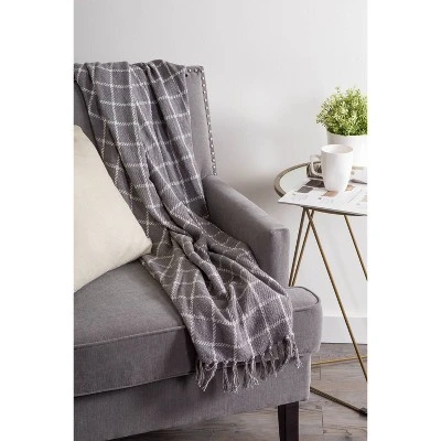 50"x60" Plaid Checked Throw Blanket Gray - Design Imports 1 50"x60" Plaid Checked Throw Blanket Gray - Design Imports