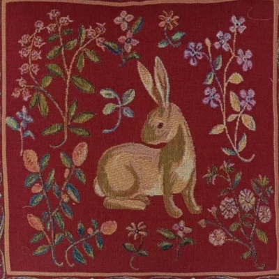 Signare USA Cushion Cover Art Rabbit Dark Red Pillowcase 18 X 18 Inch 2 Signare USA Cushion Cover Art Rabbit Dark Red Pillowcase 18 X 18 Inch - Image 2