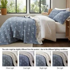 JUJABU 3-Piece Coverlet Set With Rustic Stag Head Design, Reversible Dual-Color Jacquard & Easy Machine Wash -Bedding Discounts GUEST fb692094 661f 42c5 b932 a2baff632b50