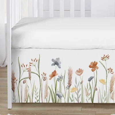 Sweet Jojo Designs Girl Baby Crib Bed Skirt Watercolor Floral Garden Green Blue And Orange 2 Sweet Jojo Designs Girl Baby Crib Bed Skirt Watercolor Floral Garden Green Blue And Orange - Image 2