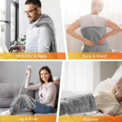 Massaging Weighted Heating Pads For Back, Electric Heating Pad With Massaging Vibrations, Auto Shut Off, 12 Settings- 3 Heat, 20" X 24", Grey -Bedding Discounts GUEST fd433f3d 0c2f 447f 8472 fb8e943053bf