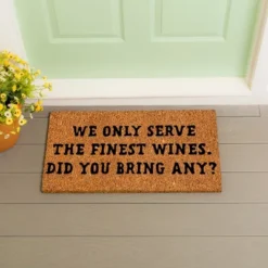 Evergreen Flag Funny Welcome Mat Coir Doormat | 28" X 16" Front Door Mat Outdoor Entrance | No Slip Door Rugs Entryway Indoor | We Only Serve