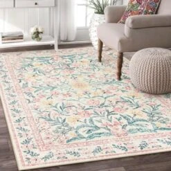 Itopfox Machine Washable Nursery Rug, Pink Floral Carpet Non Slip, Soft Boho Indoor Floor Rug For Girls Bedroom, Living Room, Dorm 13 Itopfox Machine Washable Nursery Rug, Pink Floral Carpet Non Slip, Soft Boho Indoor Floor Rug For Girls Bedroom, Living Room, Dorm -Bedding Discounts GUEST fd868329 672c 4ef4 a9cf c6e5a5cd6147