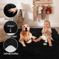 4x6 Ultra Soft Plush Carpet ¨C Navy Blue Fluffy Washable Area Rug ¨C Non-Slip Kids Room Rug Cozy Throw For Boys Girls Dorm Decor -Bedding Discounts GUEST fe08163a b998 45cf b2b3 96ecc992a434