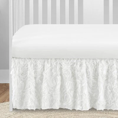 Sweet Jojo Designs Girl Baby Crib Bed Skirt Rose Collection Solid White 2 Sweet Jojo Designs Girl Baby Crib Bed Skirt Rose Collection Solid White - Image 2